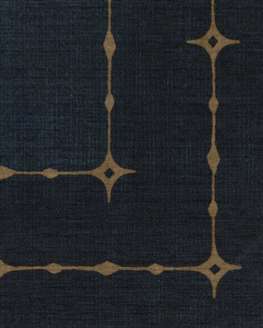 Sparkle Border Dark Navy Flatwoven Rug