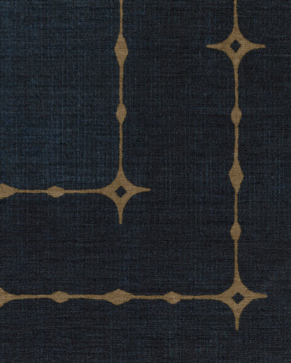 Sparkle Border Dark Navy Flatwoven Rug